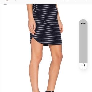 Navy blue and white stretch mini skirt